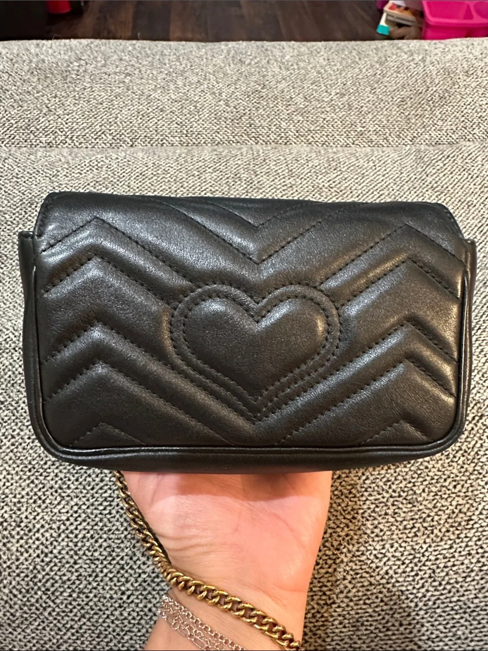 Gucci Black Quilted Leather Crossbody with Gold GG